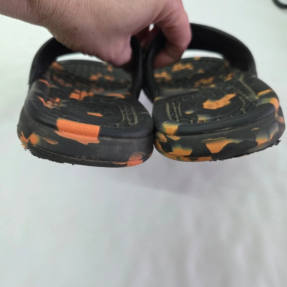 DC Shoes Bolsa Slide Sandals Kids 1.5 Black Orange Camo Logo Athletic Slip On
